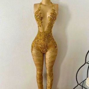 Custom Gold Sequin Jump Suit Size Small